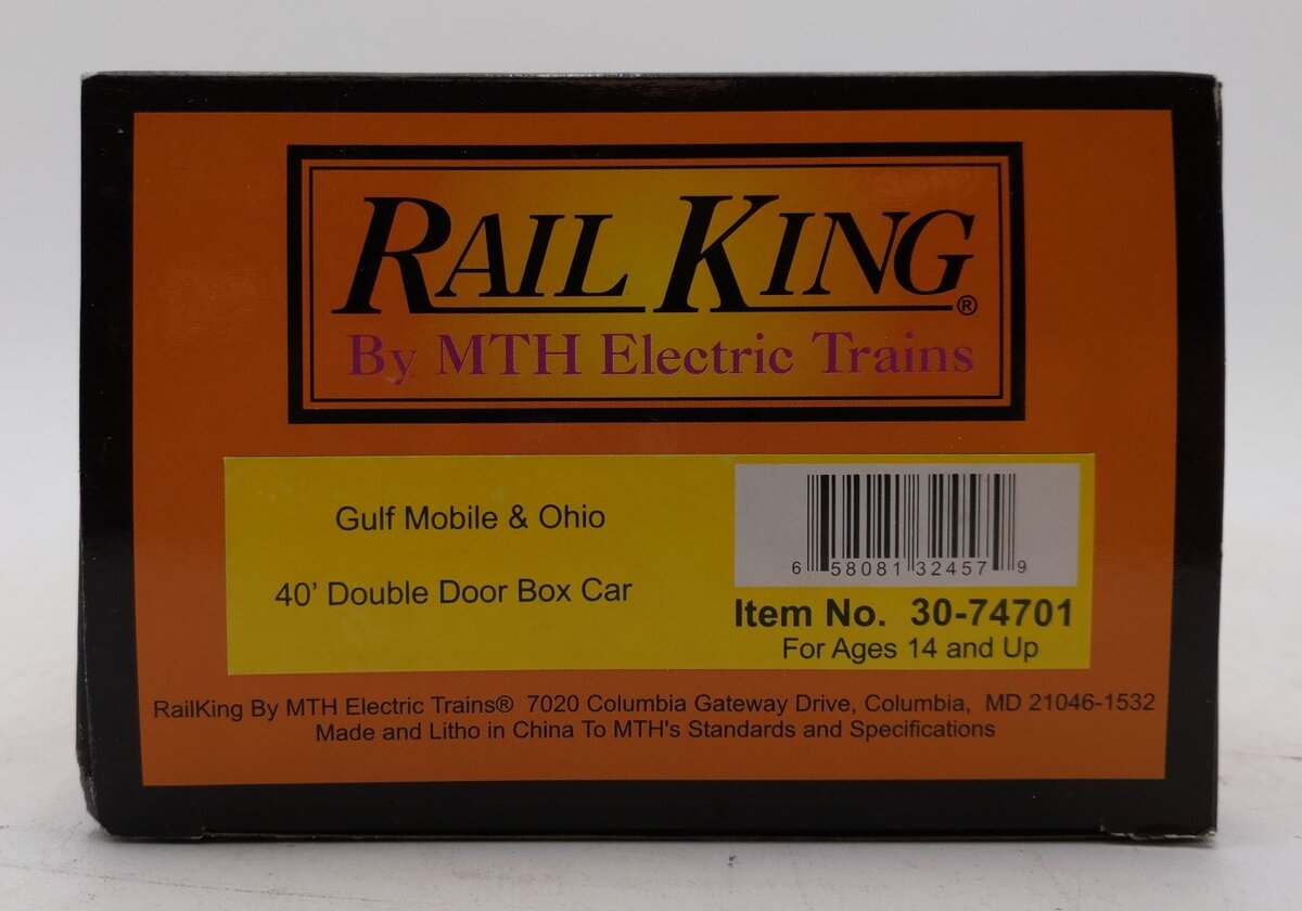 MTH 30-74701 O Gauge Gulf Mobile & Ohio 40’ Double Door Boxcar #24583