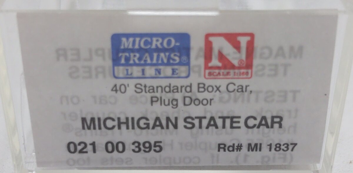 Micro-Trains 02100395 N Scale Michigan State 40' Standard Plug Door Boxcar #1837