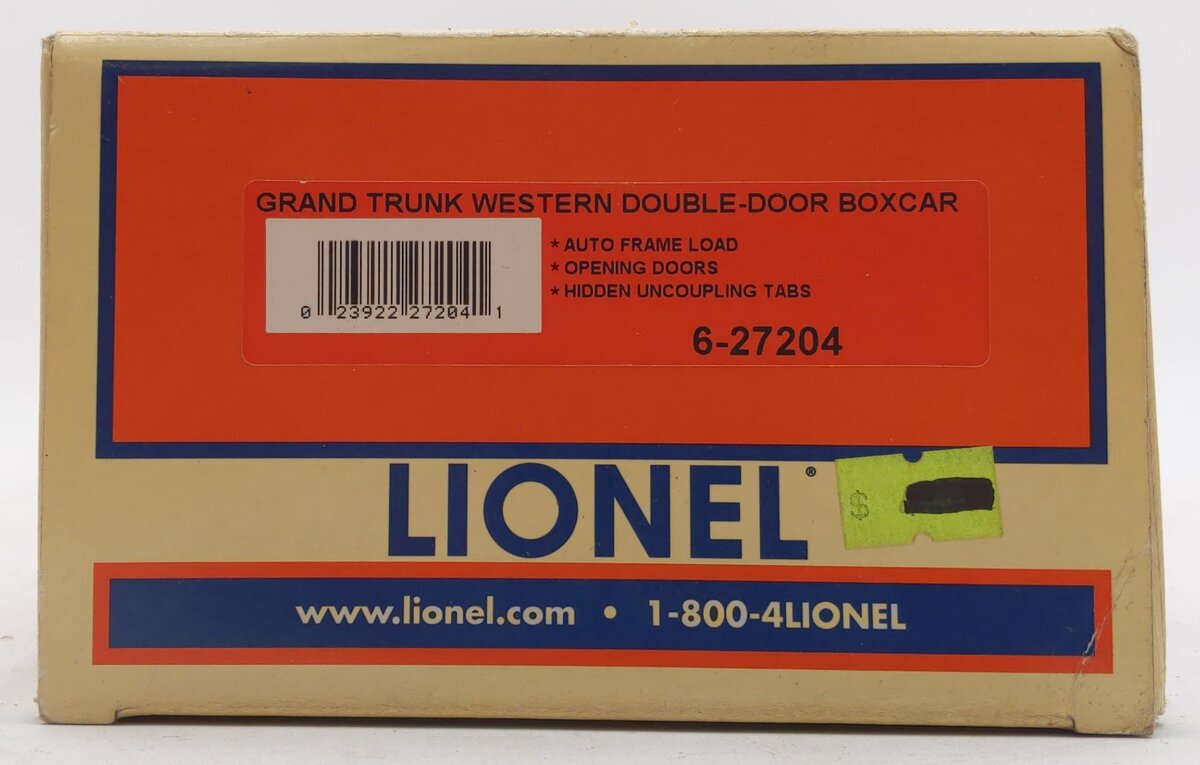 Lionel 6-27204 O Gauge Trunk Western Double Door Boxcar #596377 with Auto Frames LN/Box