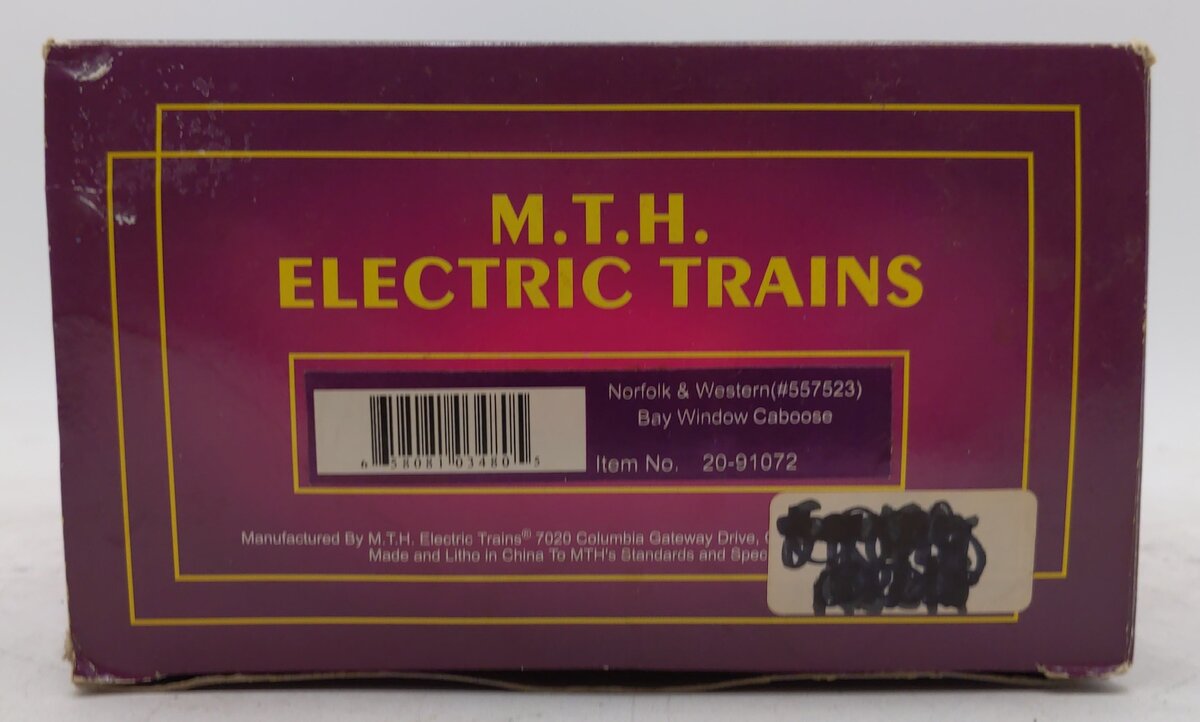 MTH 20-91072 Norfolk & Western Bay Window Caboose #557523 LN/Box