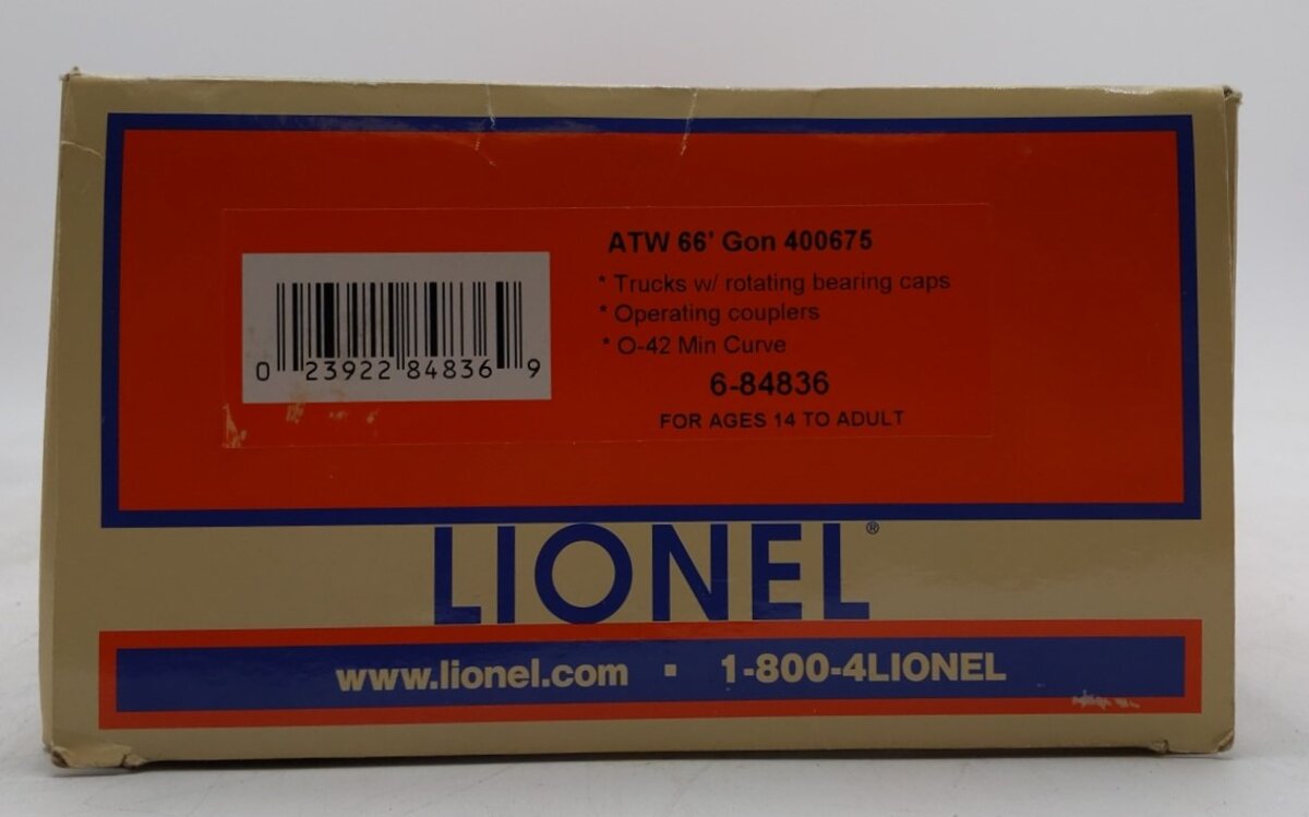 Lionel 6-84836 O Atlantic and Western 66' Mill Gondola #400675