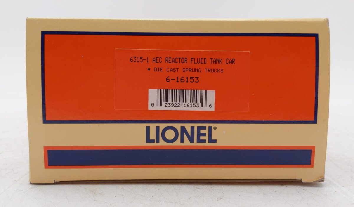 Lionel 6-16153 O Gauge AEC Reactor Fluid Tank Car (Blue) MT/Box