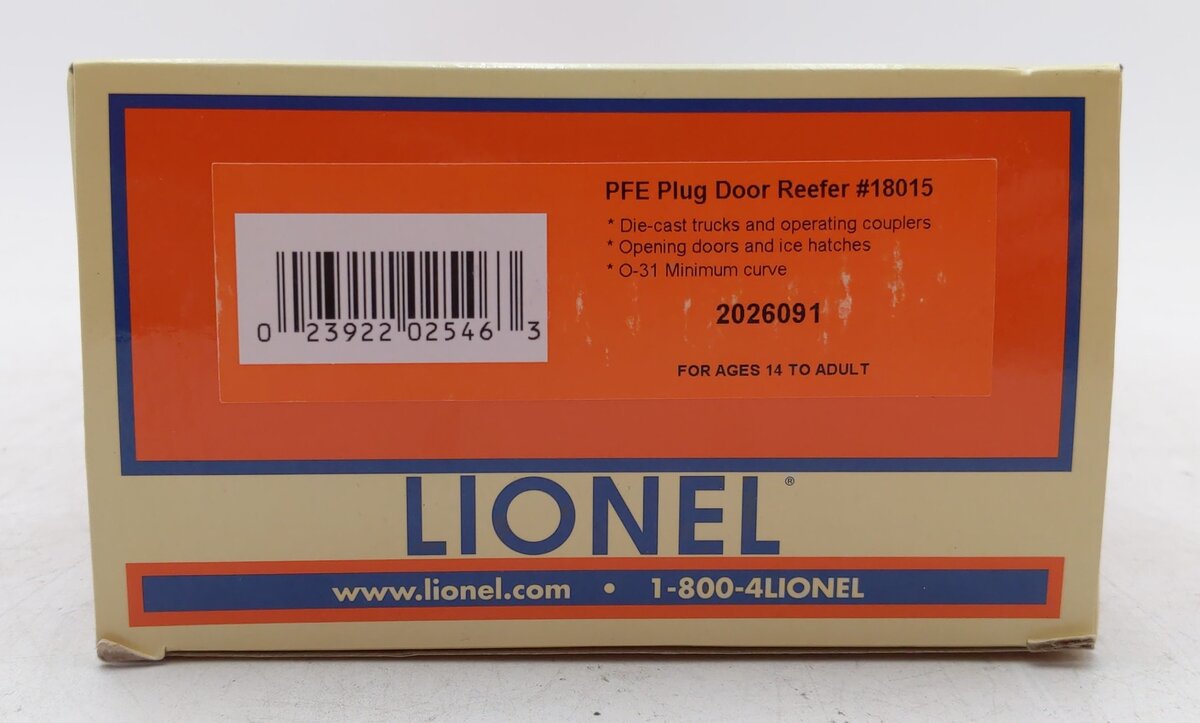 Lionel 2026091 O Pacific Fruit Express 40' Plug Door Reefer #18015