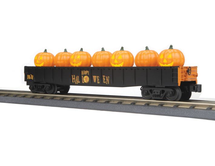 MTH 30-72192 O Halloween Gondola Car with Flickering Lighted Jack-O-Lanterns