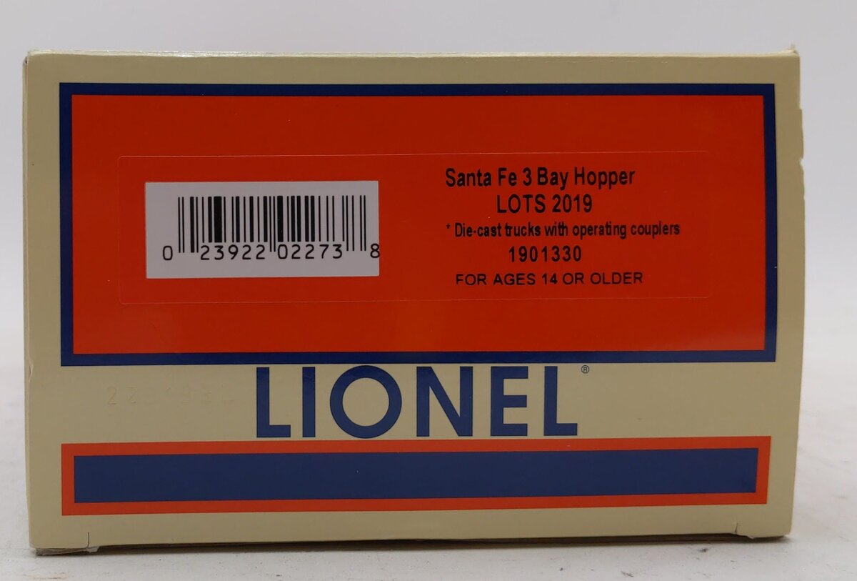 Lionel 1901330 O Gauge Santa Fe 3 Bay Hopper #40192 with Coal Load LN/Box