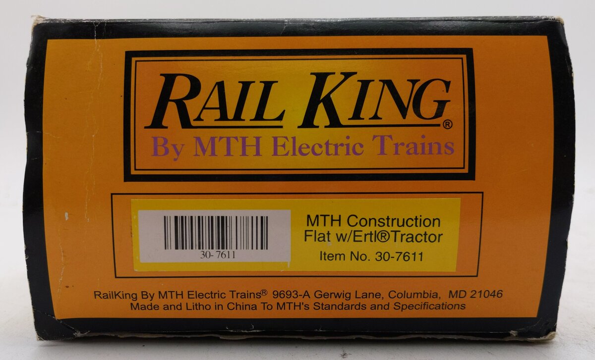 MTH 30-7611 O Gauge MTH Construction Flat Car #22893 w/Ertl Tractor LN/Box