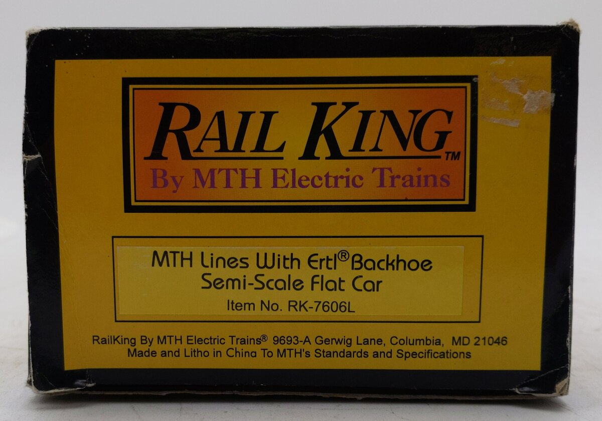 MTH 30-7606 O Gauge MTH Lines Semi-Scale Flatcar with Backhoe LN/Box