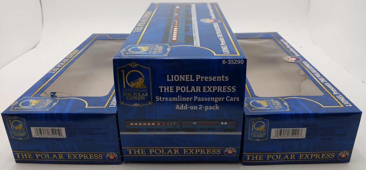 Lionel 6-35290 O Polar Express Streamliner Passenger Car Add-On (2Pk.)