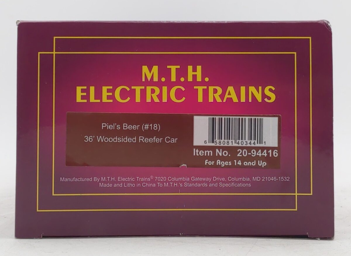 MTH 20-94416 O Gauge Piel's Beer 36' Wood-Sided Reefer Car #18 LN/Box