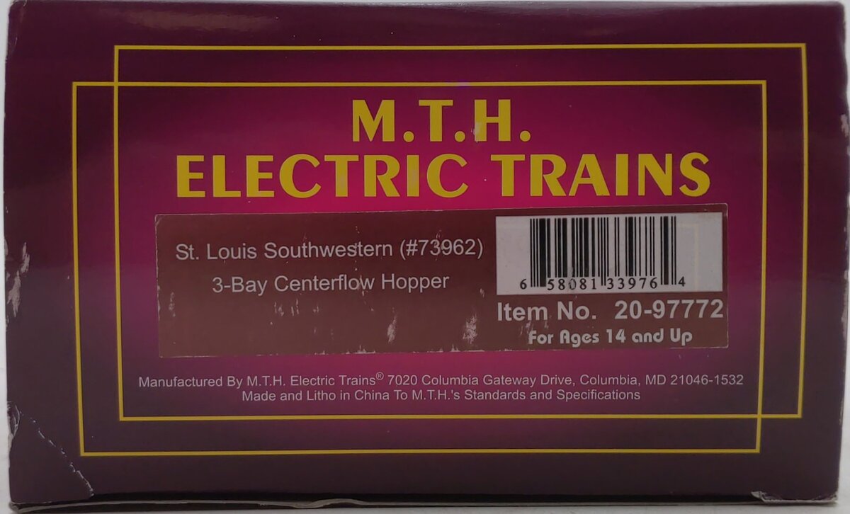 MTH 20-97772 SSW Cotton Belt 3-Bay Centerflow Hopper