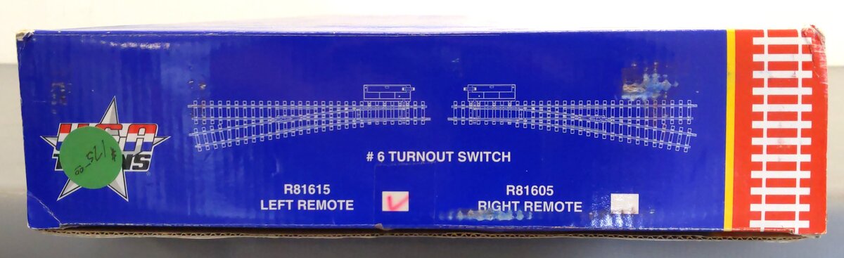USA Trains R81615 G Brass #6 Left Hand Remote Switch Turnout