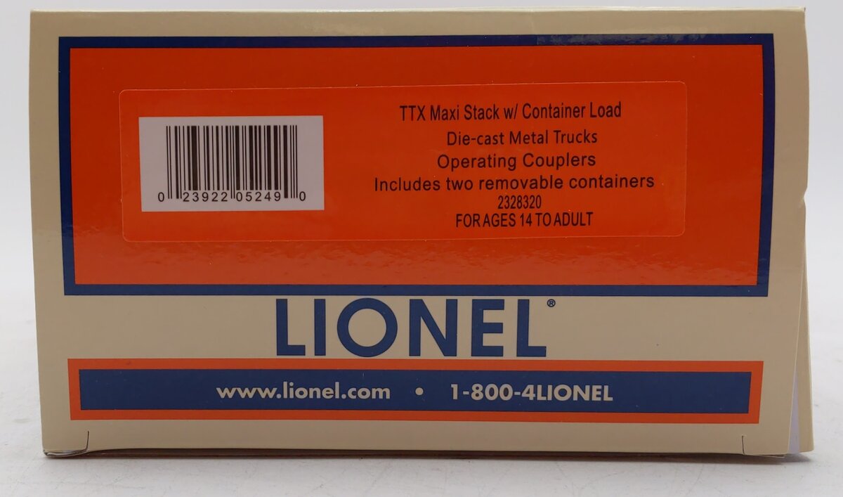 Lionel 2328320 O Trailer Train Maxi Stack with Container Load #28230