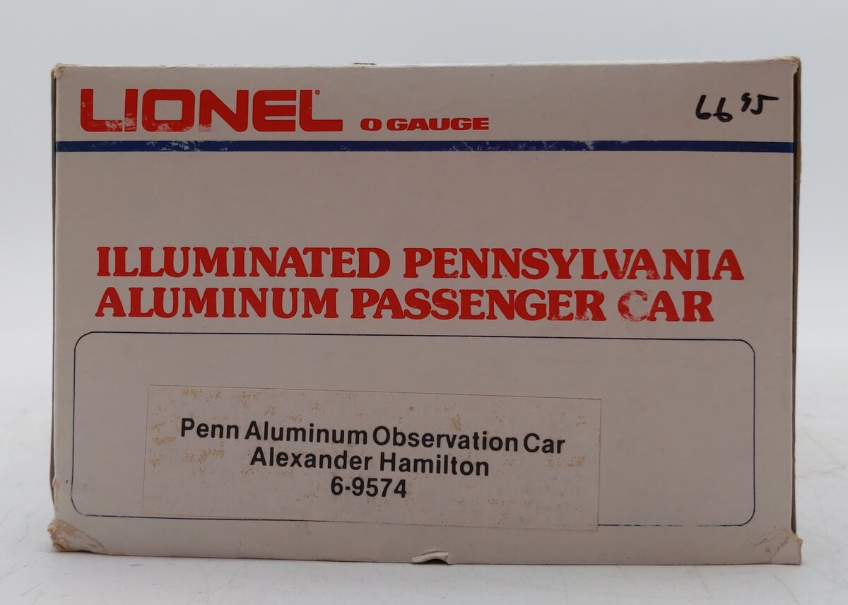 Lionel 6-9574 O Gauge Pennsylvania "Alexander Hamilton" Aluminum Observation Car EX/Box