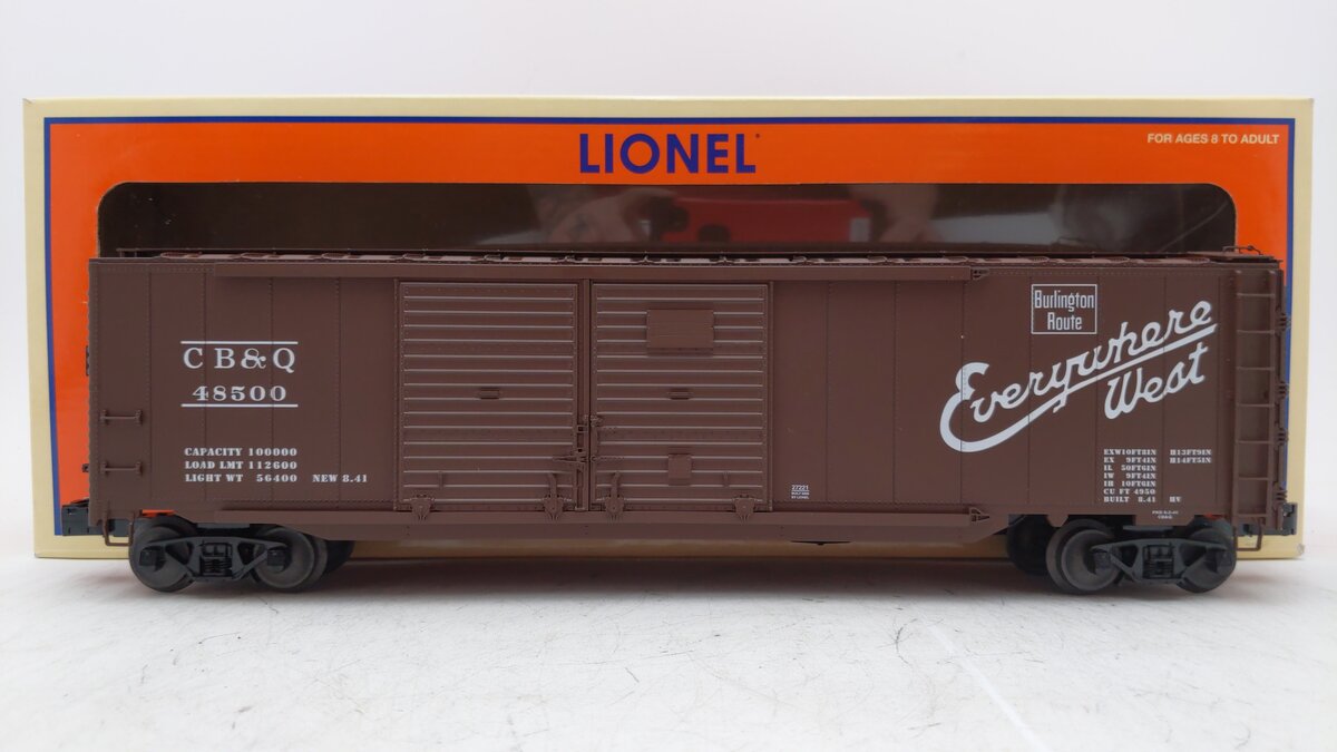 Lionel 6-27221 O Gauge CB&Q Double-Door Boxcar w/ End Doors #48500