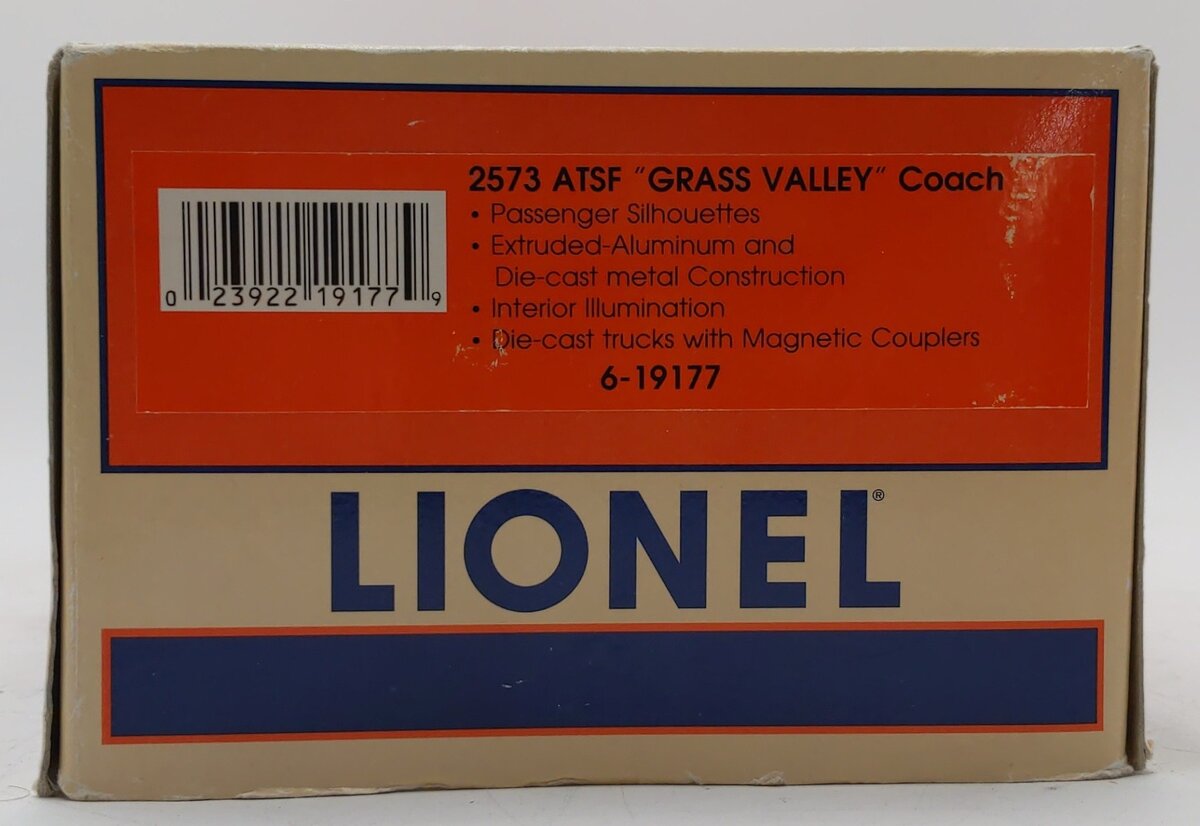 Lionel 6-19177 O Gauge AT&SF "Grass Valley" Coach Car #2573 LN/Box