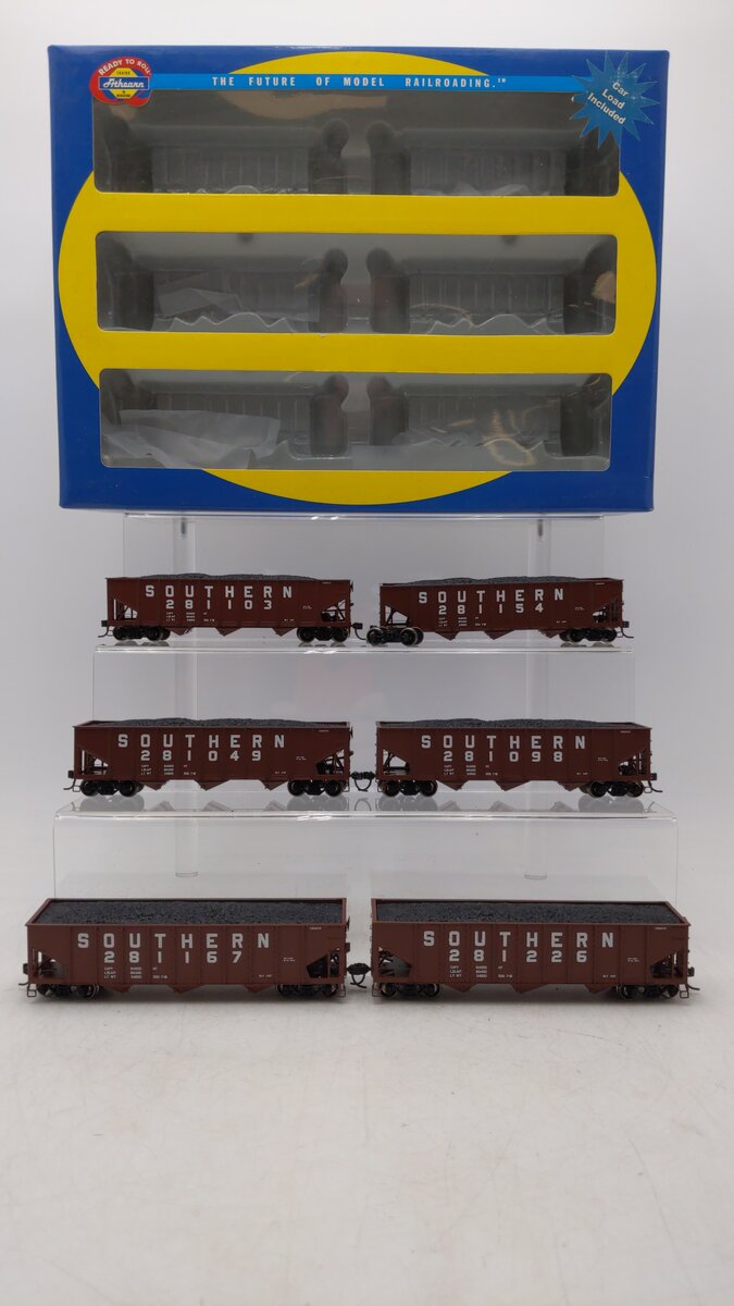 Athearn 95617 HO Southern 40' 3-Bay Ribbed Hopper (Pack of 6) EX/Box