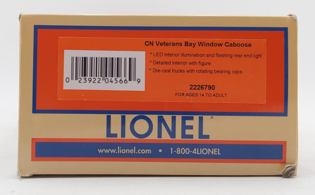 Lionel 2226790 O Gauge Canadian National Veterans Bay Window Caboose LN/Box
