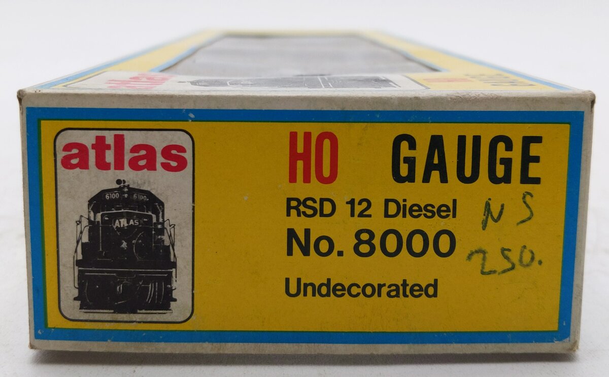 Atlas 8000 HO Scale Undecorated RSD-12 Powered Diesel Locomotive LN/Box