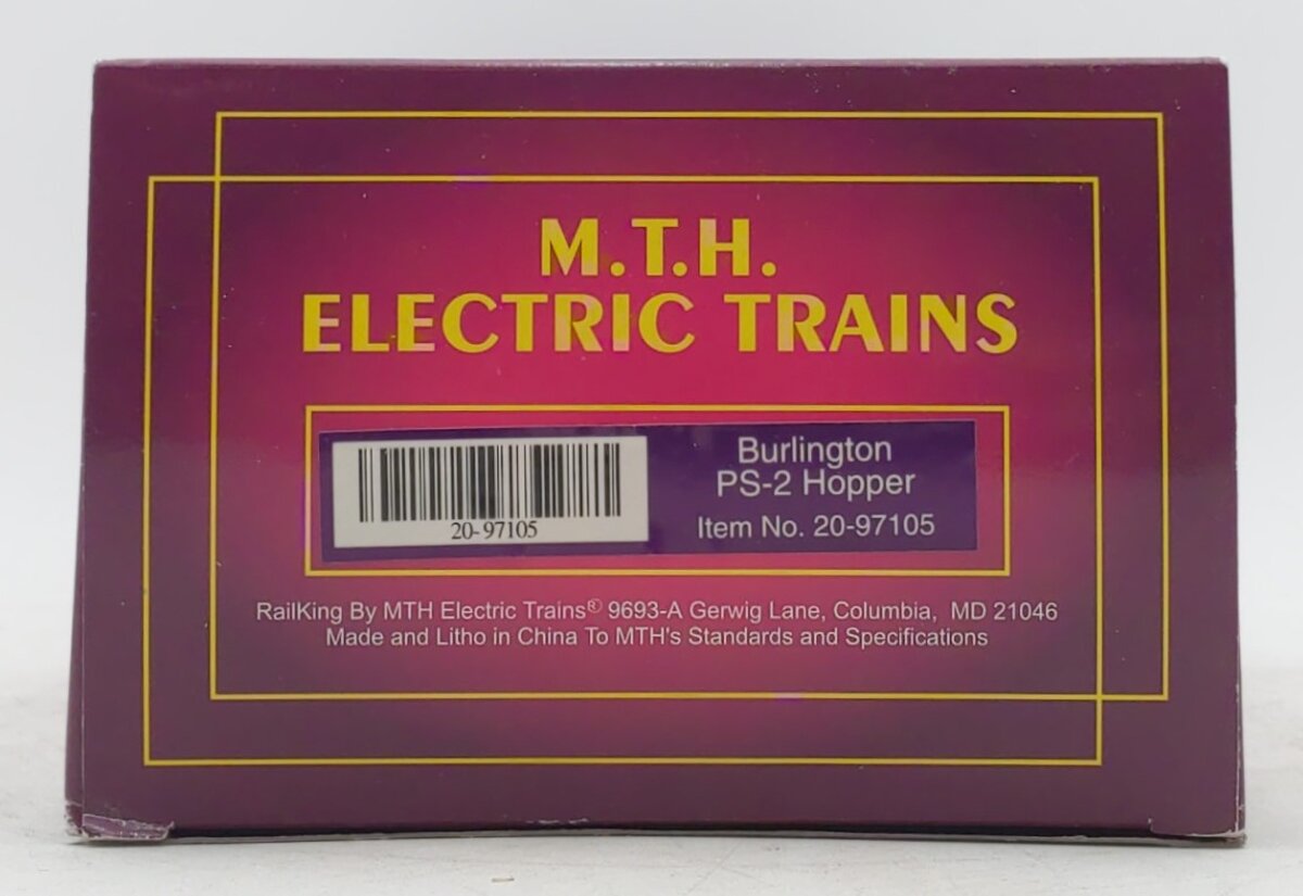 MTH 20-97105 O Gauge Burlington PS-2 Covered Hopper Car #189312 LN/Box