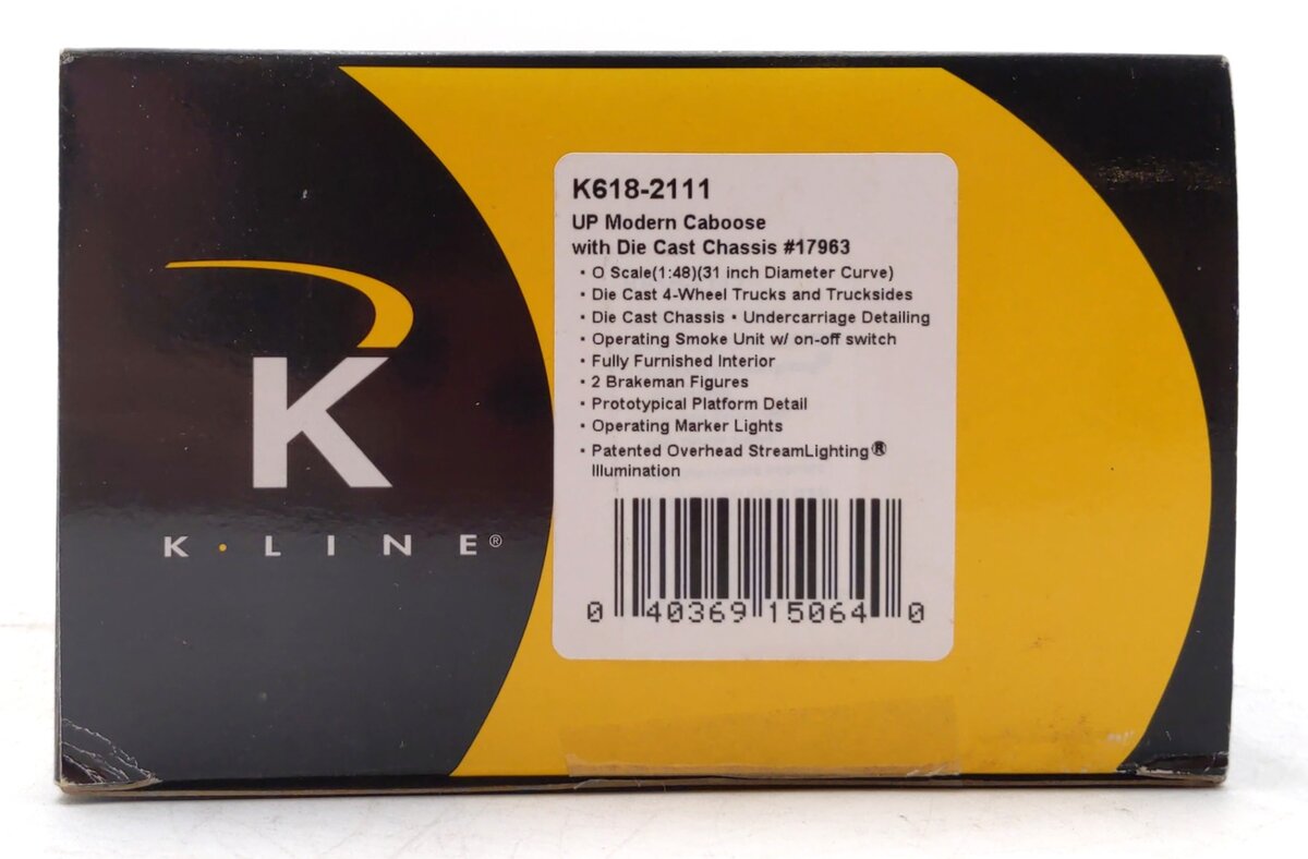 K-Line K618-2111 O Gauge Union Pacific Modern Caboose #17963 NIB