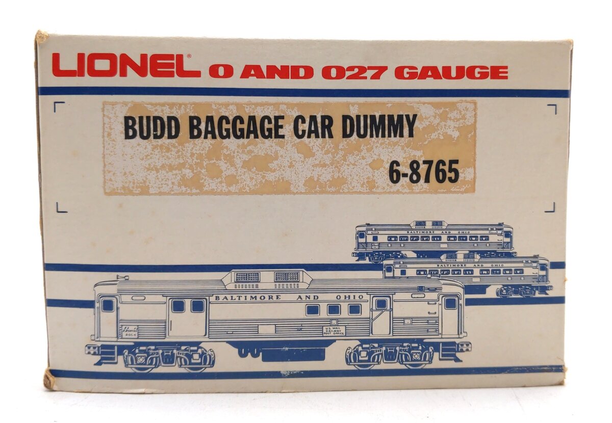 Lionel 6-8765 O Gauge Baltimore & Ohio RDC Budd Non-Powered Baggage Car LN/Box