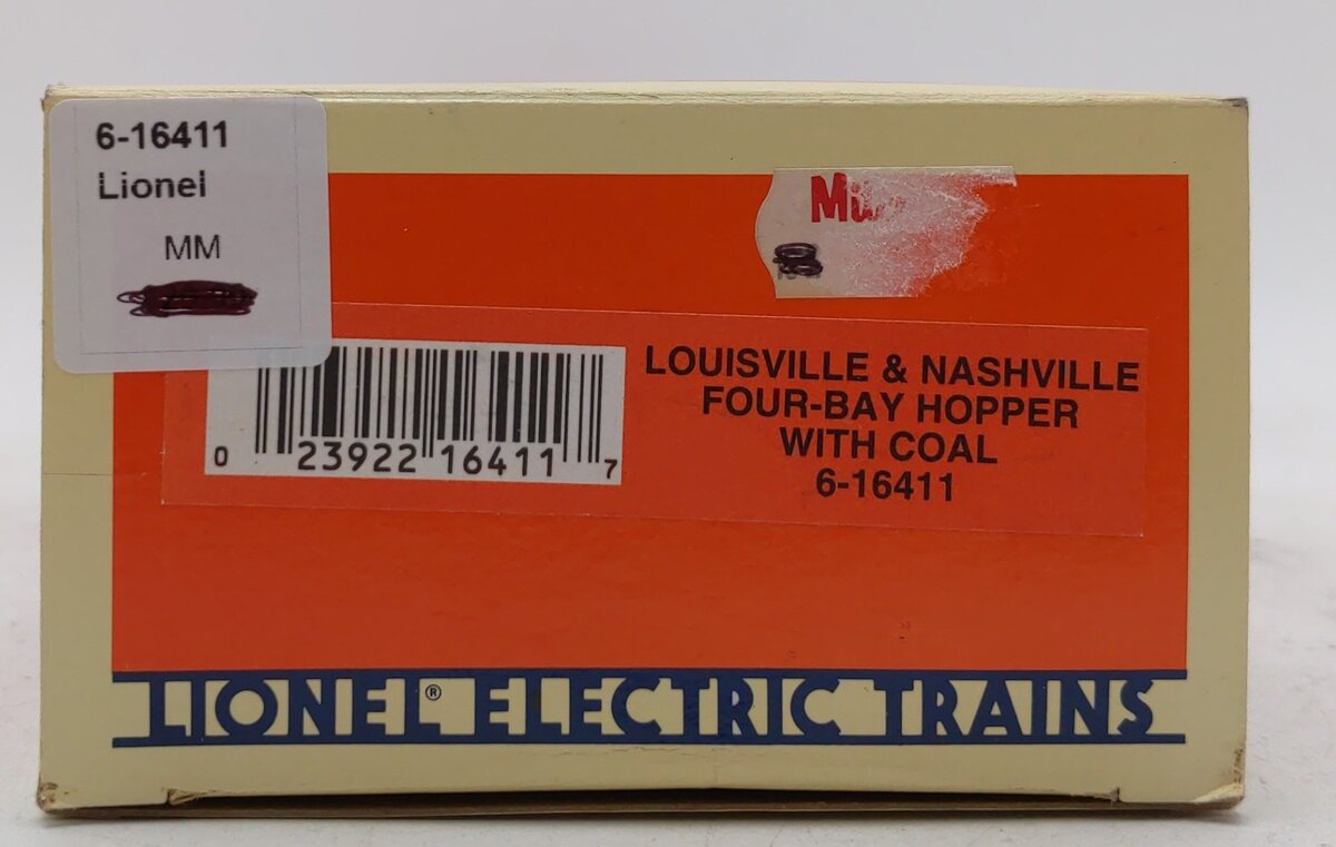 Lionel 6-16411 O Gauge Louisville & Nashville Quad Hopper w/ Coal Load #16411