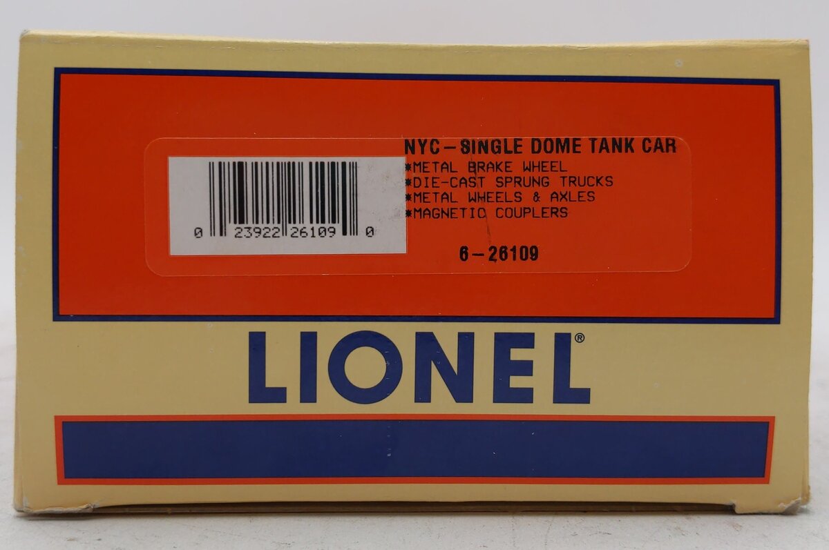 Lionel 6-26109 O Gauge NYC P&LE Single Dome Tank Car LN/Box
