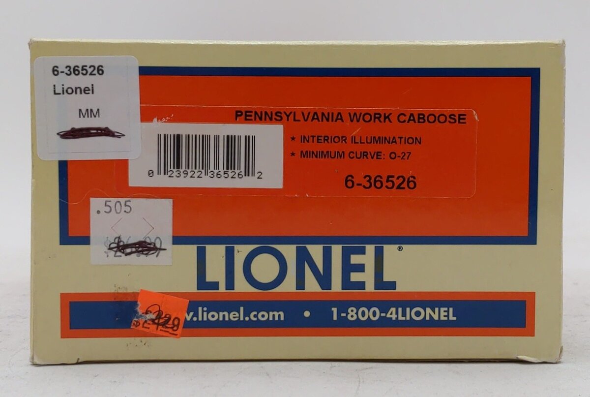 Lionel 6-36526 O Gauge Pennsylvania Work Caboose LN/Box