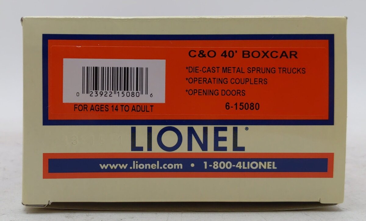 Lionel 6-15080 O Gauge Chesapeake & Ohio 40' Boxcar