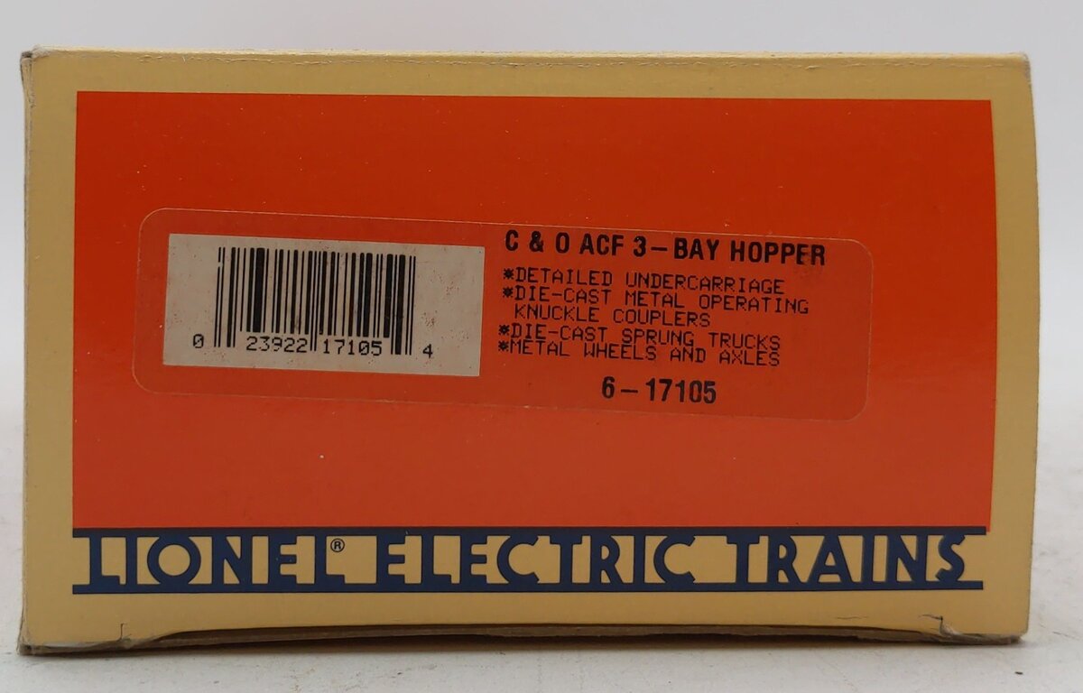 Lionel 6-17105 O Gauge Chesapeake & Ohio ACF 3-Bay Covered Hopper LN/Box
