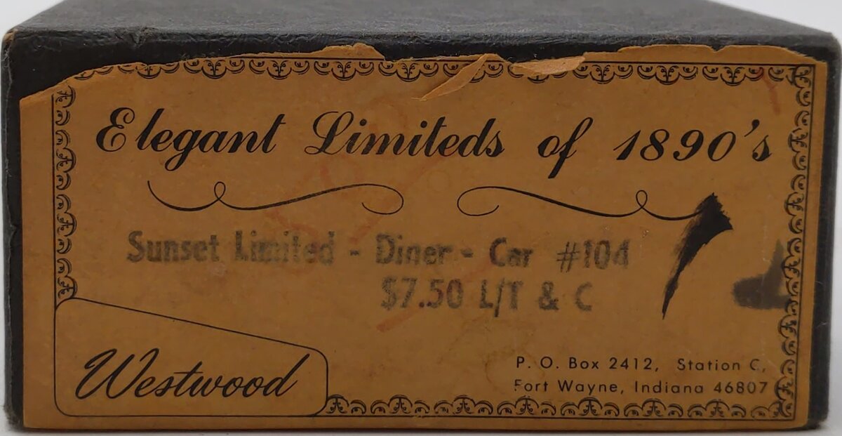 Westwood 104 HO Elegant Limiteds of 1890's Sunset Limited Diner Car Kit