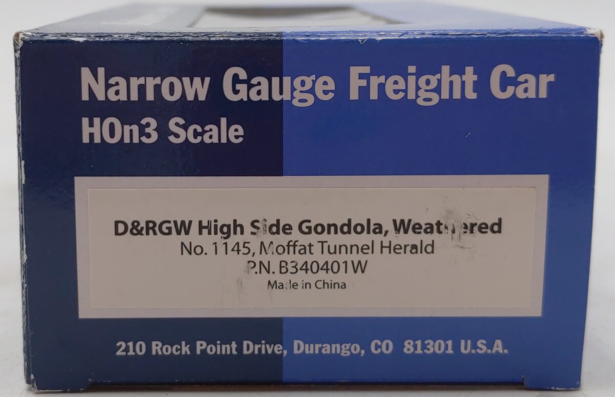Blackstone Models 340401W HOn3 DRGW 1000 Ser. High Side Weathered Gondola #1145