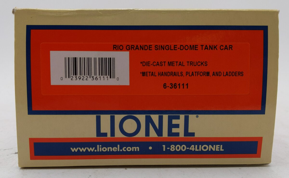 Lionel 6-36111 LUX Lion Oil Rio Grande Single Dome Tank Car #2257 LN/Box