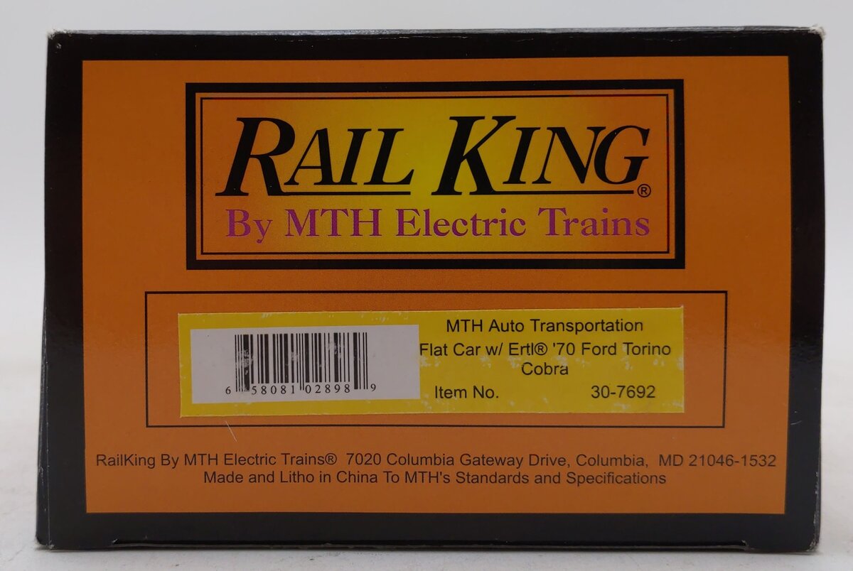 MTH 30-7692 O Gauge MTH Auto Transportation Flatcar w/ 2 Ertl '70 Ford Torinos LN/Box