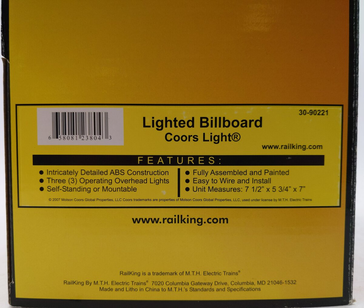 MTH 30-90221 O Coors Light Lighted Billboard