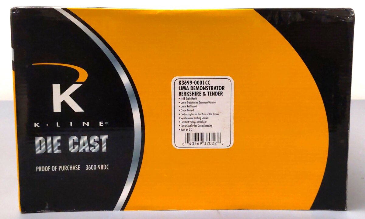 K-Line K3699-0001CC LIMA Demonstrator 2-8-4 Berkshire Steam Loco & Tender #1 LN/Box