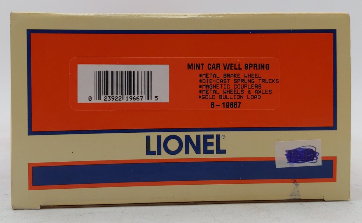 Lionel 6-19667 O Gauge Well Spring Mint Car LN/Box