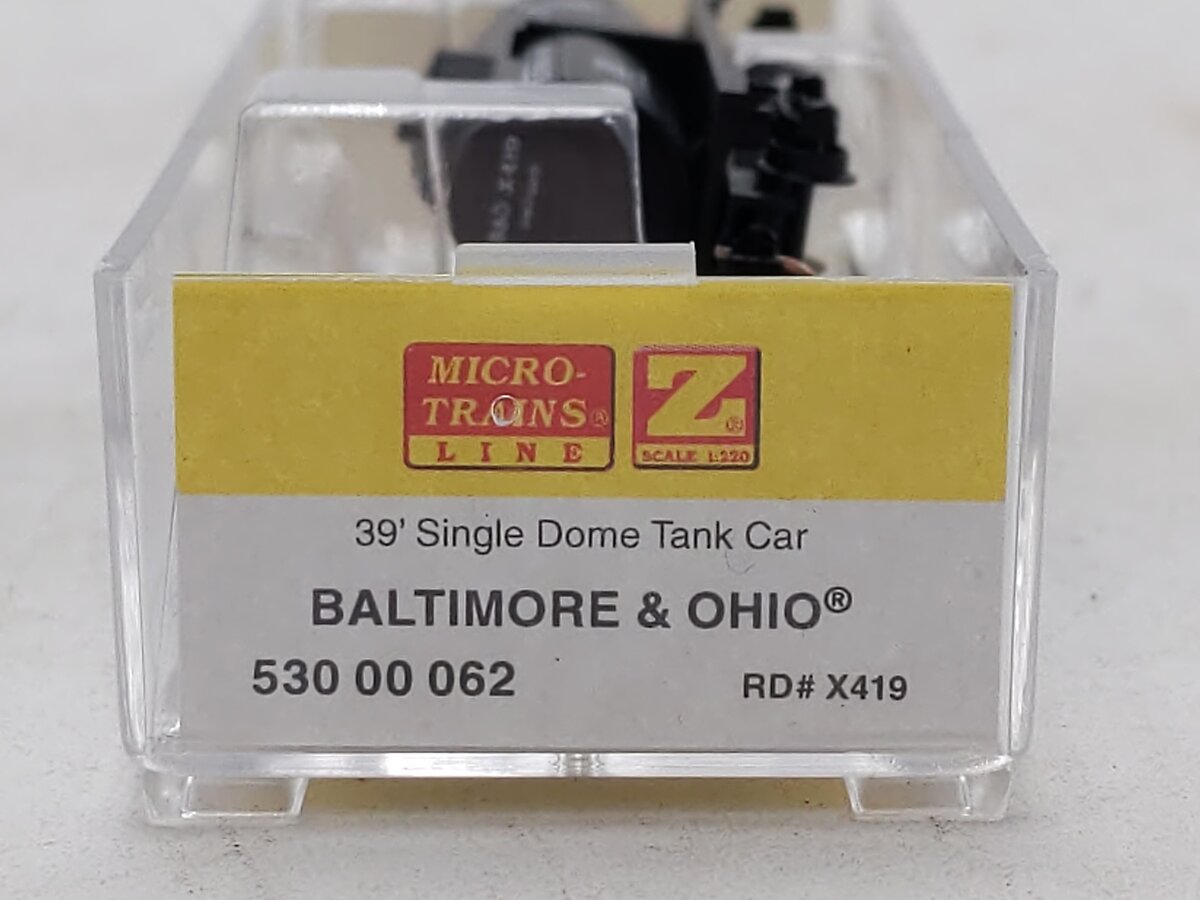 Micro-Trains 53000062 Z Baltimore & Ohio 39' Single Dome Tank Car #X419