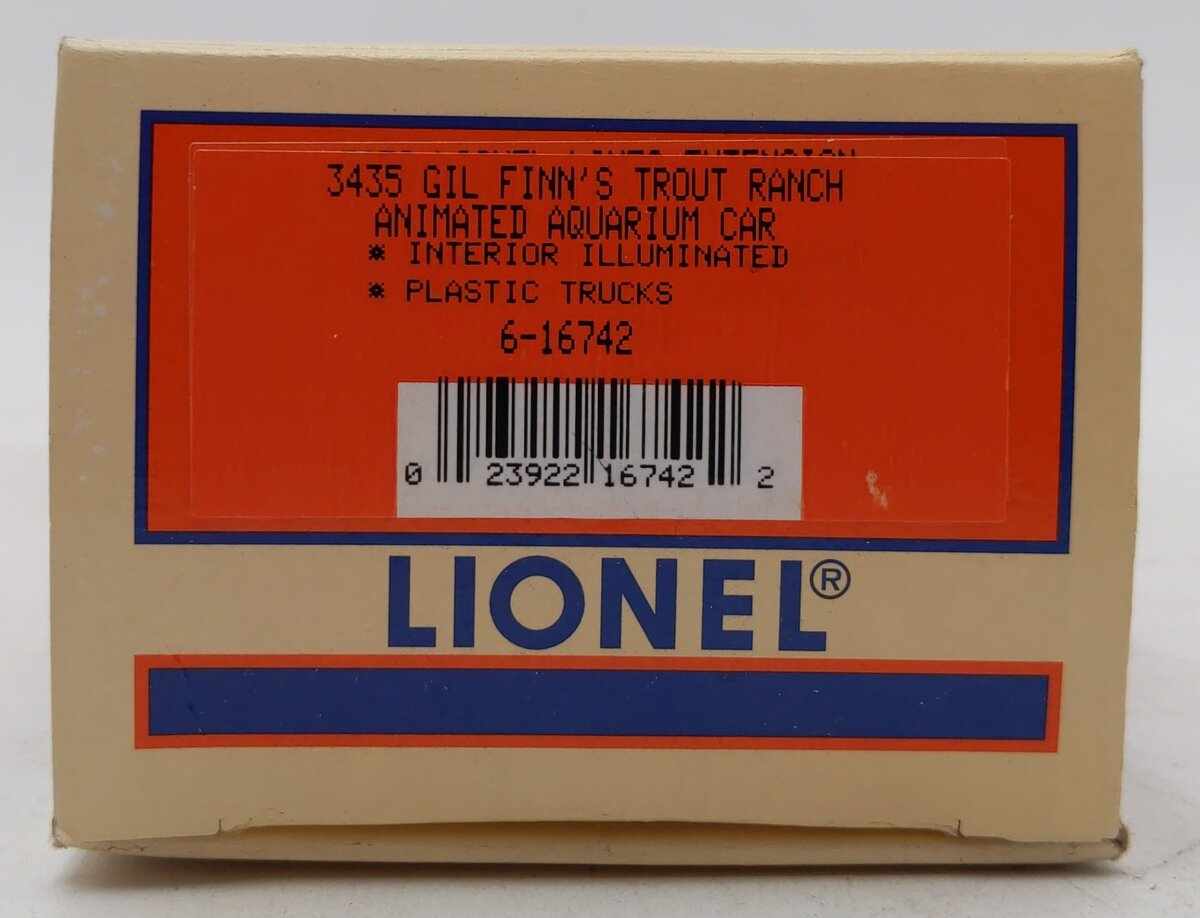 Lionel 6-16742 O Gauge Gil Finn's Trout Ranch Animated Aquarium Car #3435 LN/Box