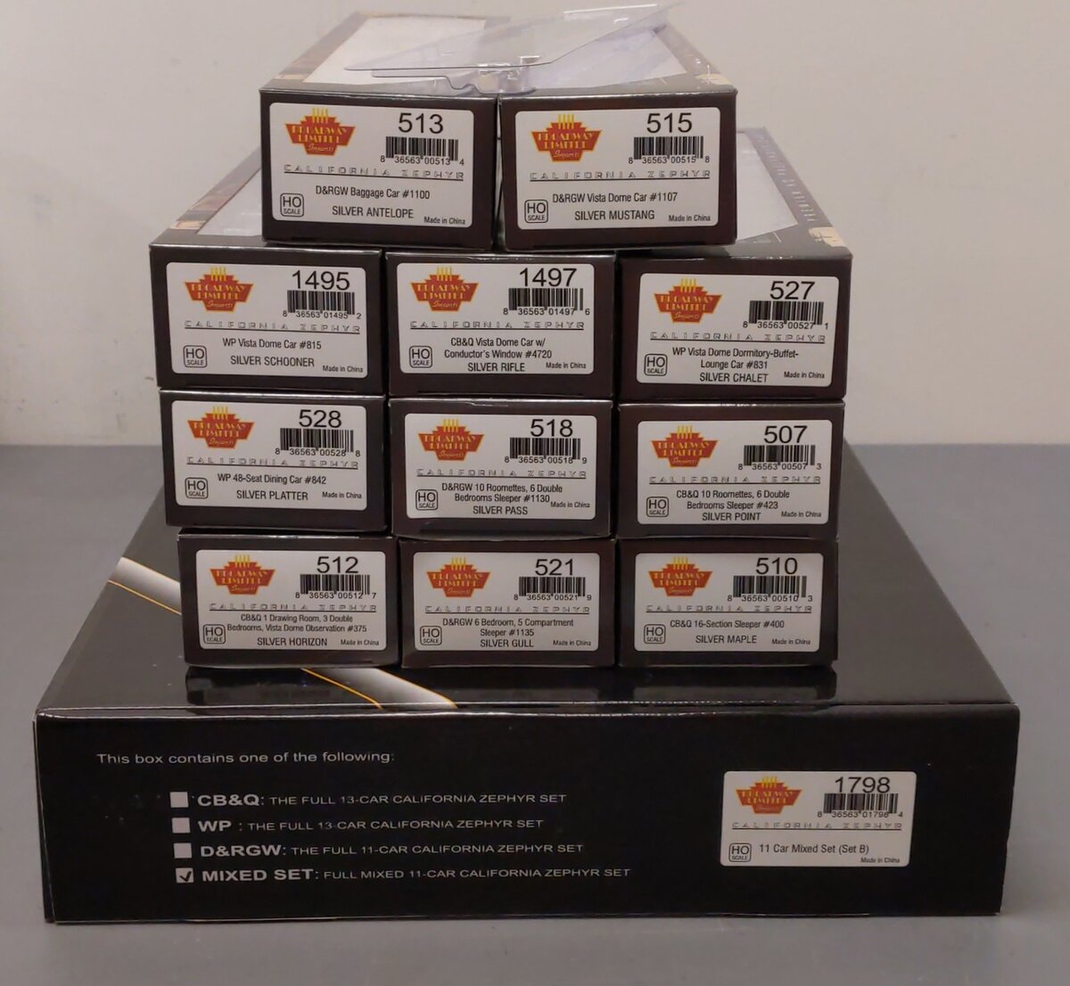 Broadway Limited 1798 HO California Zephyr Mixed Train Set (11)
