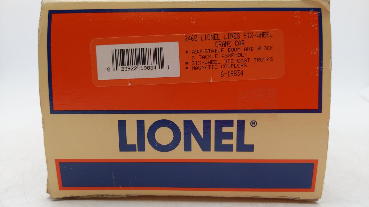 Lionel 6-19834 O Gauge Lionel Lines 6-Wheel Crane Car LN/Box