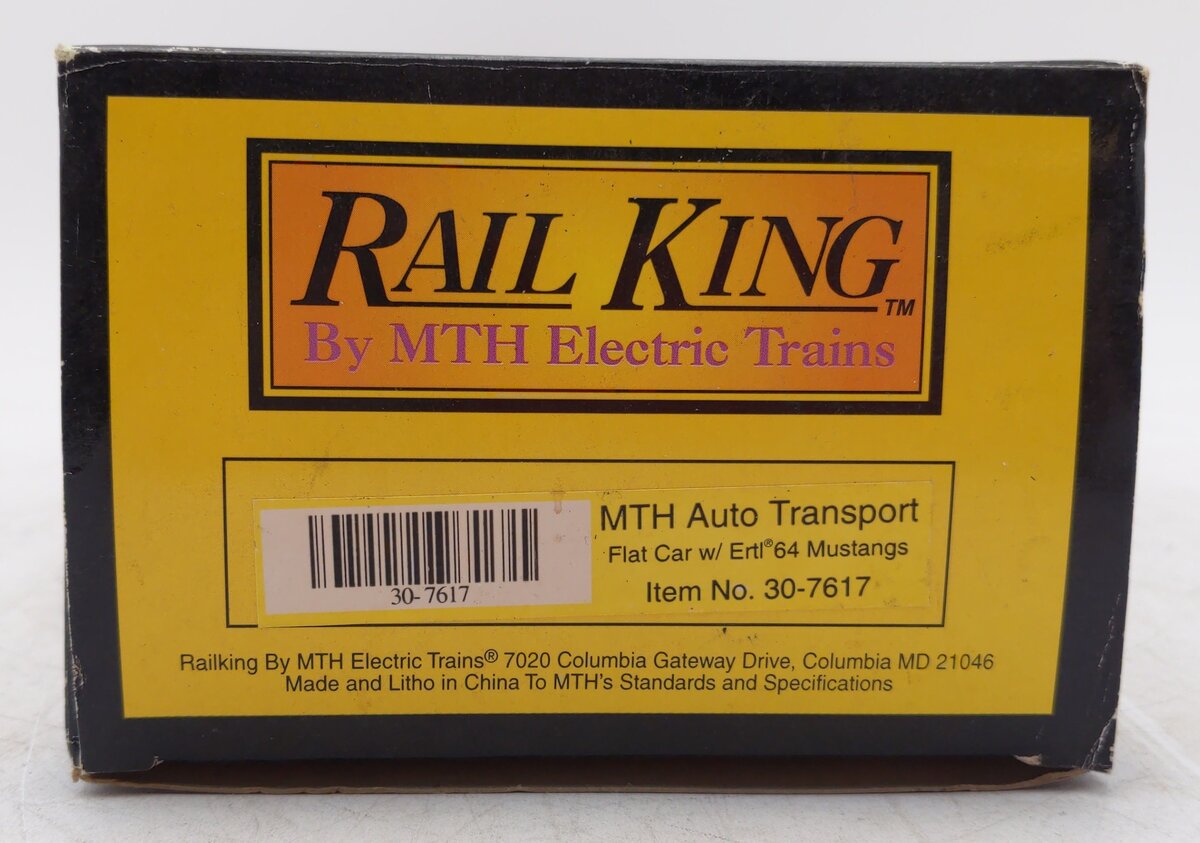 MTH 30-7617 O Gauge MTH Auto Transport Flat Car with 2 Ertl '64 Mustangs LN/Box