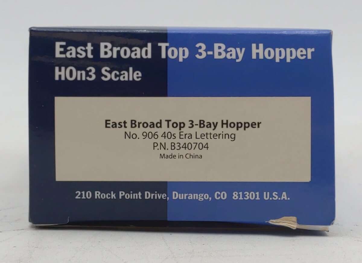 Blackstone Models 340704 HOn3 East Broad Top 3-Bay Hopper #906