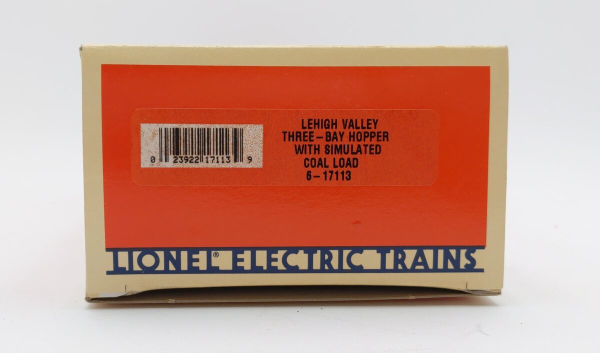Lionel 6-17113 O Gauge Lehigh Valley 3-Bay Hopper with Simulated Coal Load LN/Box
