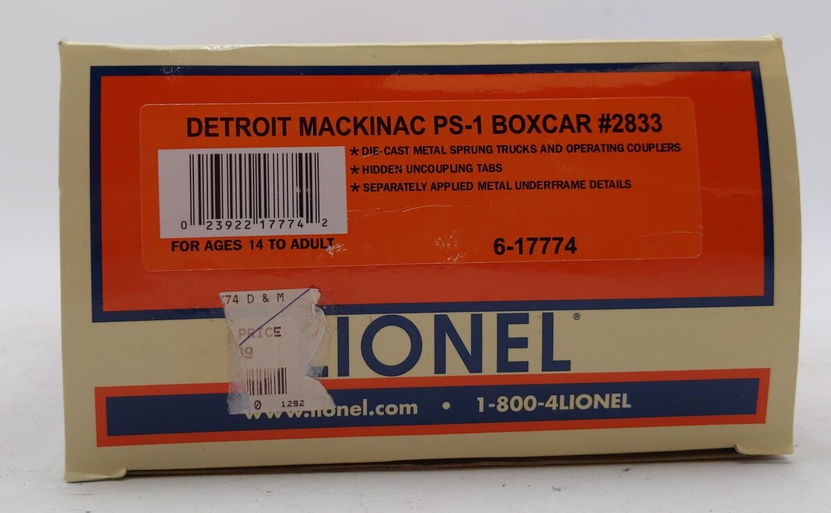 Lionel 6-17774 O Gauge Detroit & Mackinac PS-1 Boxcar #2833
