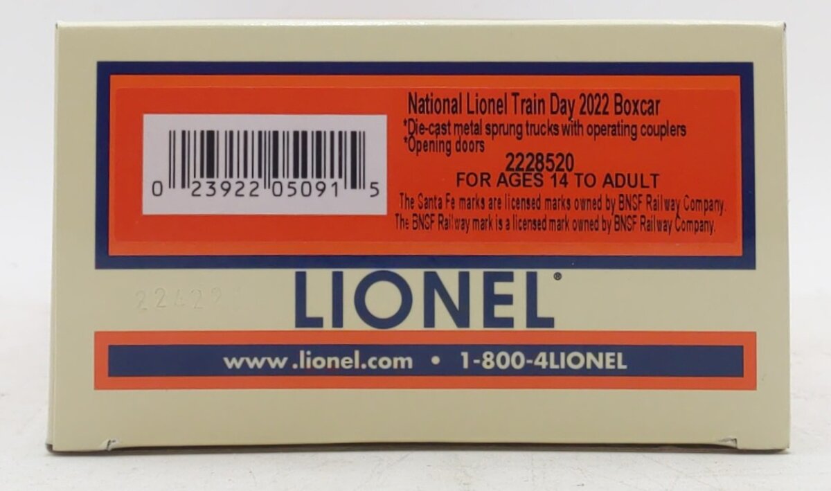 Lionel 2228520 O 2022 National Lionel Train Day 3-Rail Boxcar LN/Box