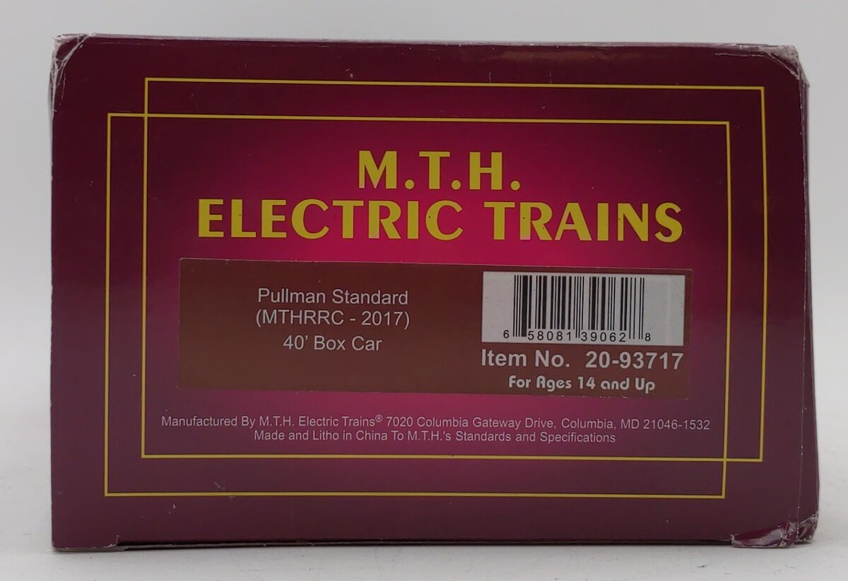 MTH 20-93717 O Gauge MTHRRC-2017 Gauge Pullman Standard 40' Box Car #1 LN/Box
