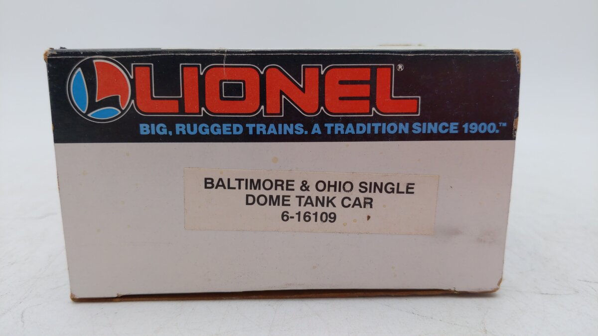 Lionel 6-16109 O Gauge Baltimore & Ohio Black Single Dome Tank Car #16109 LN/Box