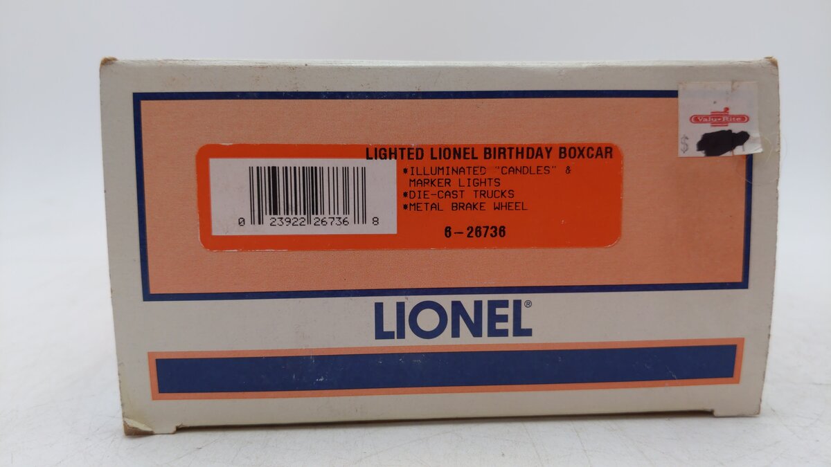 Lionel 6-26736 O Lighted Lionel 100th Birthday Boxcar LN/Box