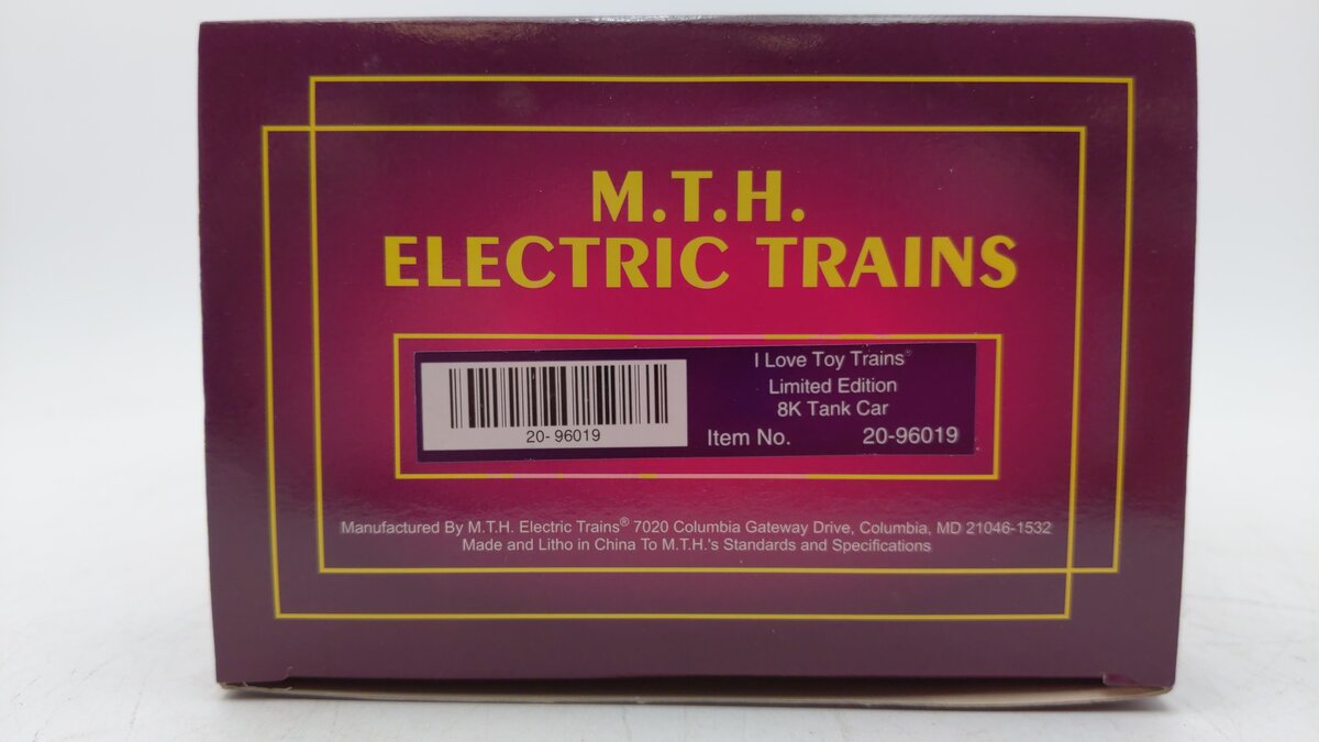 MTH 20-96019 O Gauge I Love Toy Trains® 8,000 Gallon Tank Car MT/Box